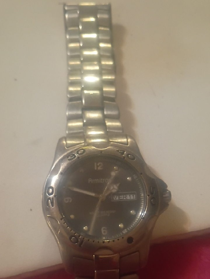 Silver Stainless Steel Wristwatch With Black Dial
